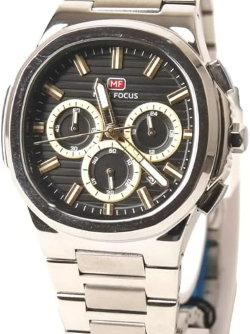 Men's Light Blue Stainless Steel Band Chronograph Waterproof Luminous Watch